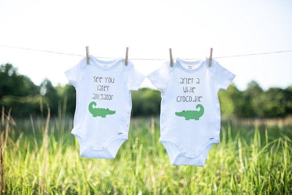 Alligator Twin Onesies®, Twin Baby Clothes, Twin Baby Shower, Gifts for Twin Babies, Twin Baby Clothes, Twin Baby Gift, Twin Boy and Girl