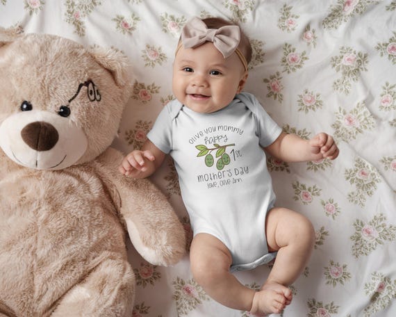 First Mother's Day Olive Onesie®: Personalized Baby Outfit