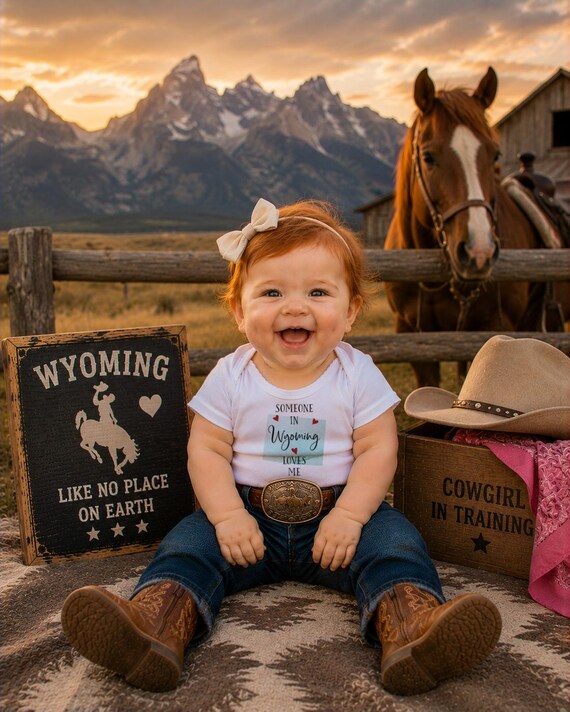 Wyoming Baby Onesie®: Watercolor State, Long Distance Gift
