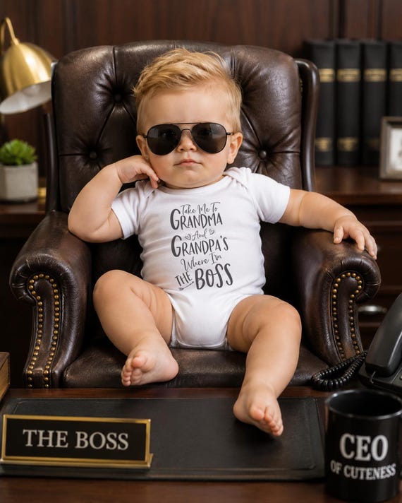Take Me to Grandma & Grandpa's where I'm the Boss  Onesie®, Pregnancy Reveal Gift