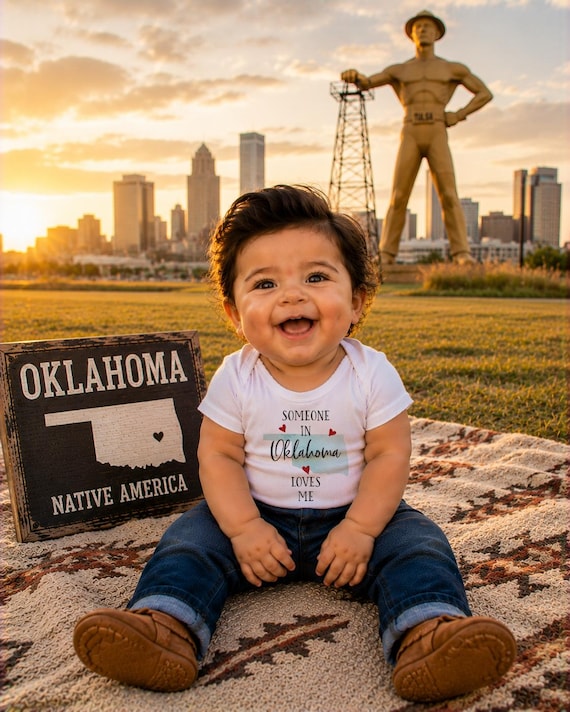 Oklahoma Baby Onesie®: Watercolor State, Long Distance Gift