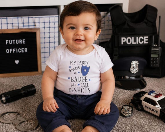 Police Dad Baby Onesie®: "My Daddy Wears a Badge" Onesie®