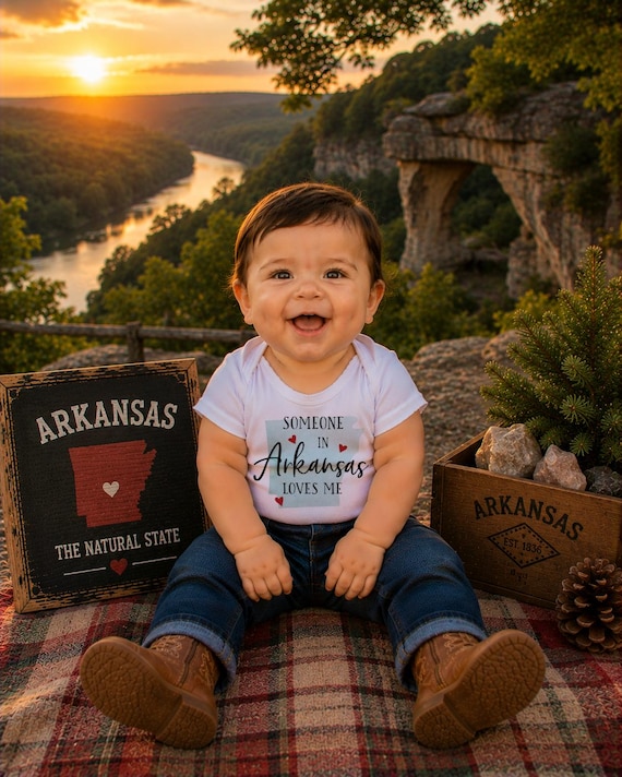 Arkansas Baby Onesie®: Watercolor State, Long Distance Gift