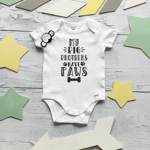 My Big Brothers Have Paws Onesie®, Dog Onesie®, Fur Baby Onesie®, Pregnany Reveal Onesies®, Pregnancy Announcement, Funny Baby Onesie® image 2