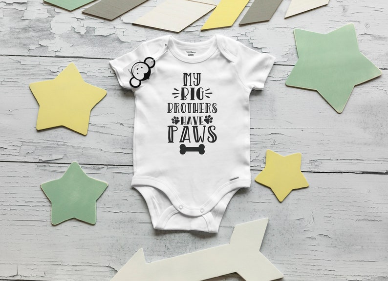 My Big Brothers Have Paws Onesie®, Dog Onesie®, Fur Baby Onesie®, Pregnany Reveal Onesies®, Pregnancy Announcement, Funny Baby Onesie® image 2