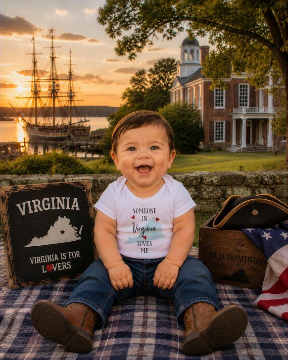 Virginia Loves Me Onesie®, Watercolor State Baby Shower Gift