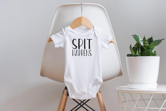 Spit Happens Onesie®, Funny Baby Onesie®, Pun Onesie®, Unique Baby Gift, Gifts for Baby, Funny Baby Clothes, Funny Sayings Onesie®