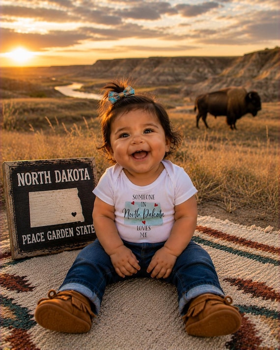 North Dakota Loves Me Onesie®, State Baby Shower Gift