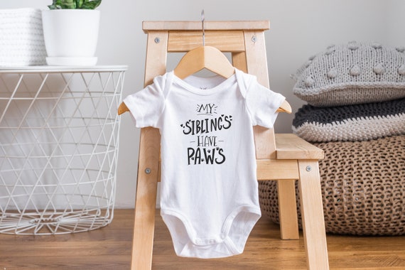 My Siblings Have Paws Onesie®, Cute Baby Clothes, Pregnancy Announcement Onesie®, Cat Onesie®, Dog Onesie®, Baby Shower Gift,