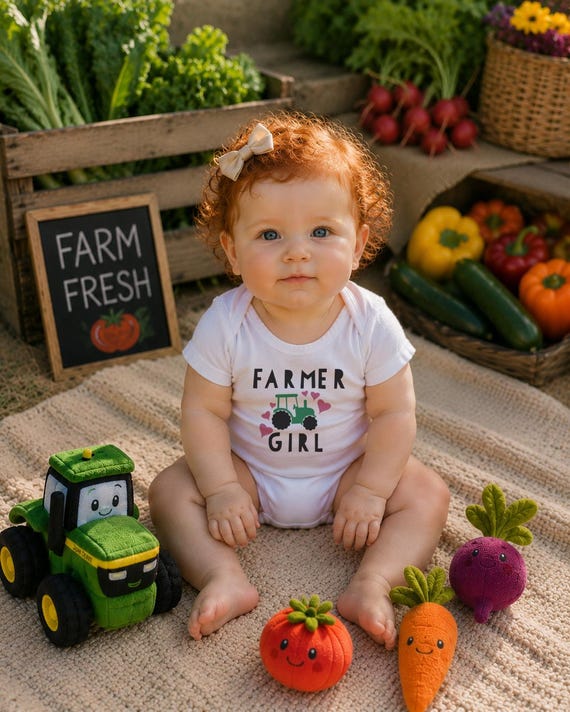 Farmer Girl Onesie®: Tractor Baby Clothes