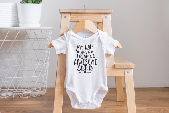 Aunt Onesie®, My Aunt is cooler than my dad, Funny Aunt Onesie®, Aunt Baby Clothes, Baby Shower Gift, Baby Reveal,