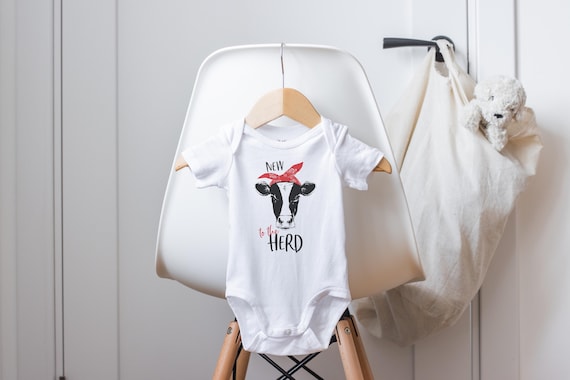 New To The Herd Onesie®, Funny Baby Onesie®, Farm Baby Clothes, Baby Shower Gift, Cow Baby Clothes, Cow Onesie®, Farmer Onesie®, Baby Girl