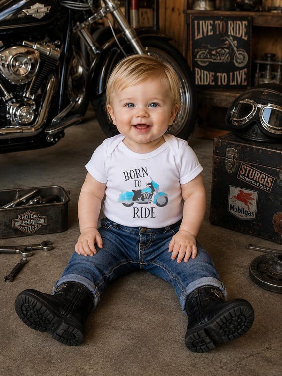Born To Ride Motorcycle Onesie®: Watercolor Biker Baby Clothes