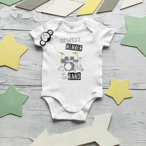 Newest Member Onesie®, Drummer Onesie®, Baby Shower Gift, Music Onesie®, New Baby Gift, Unique Baby Gift, Rocker Baby Clothes, Rock n Roll image 2