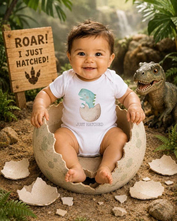 Just Hatched Dinosaur Baby Onesie®: Watercolor Newborn Outfit
