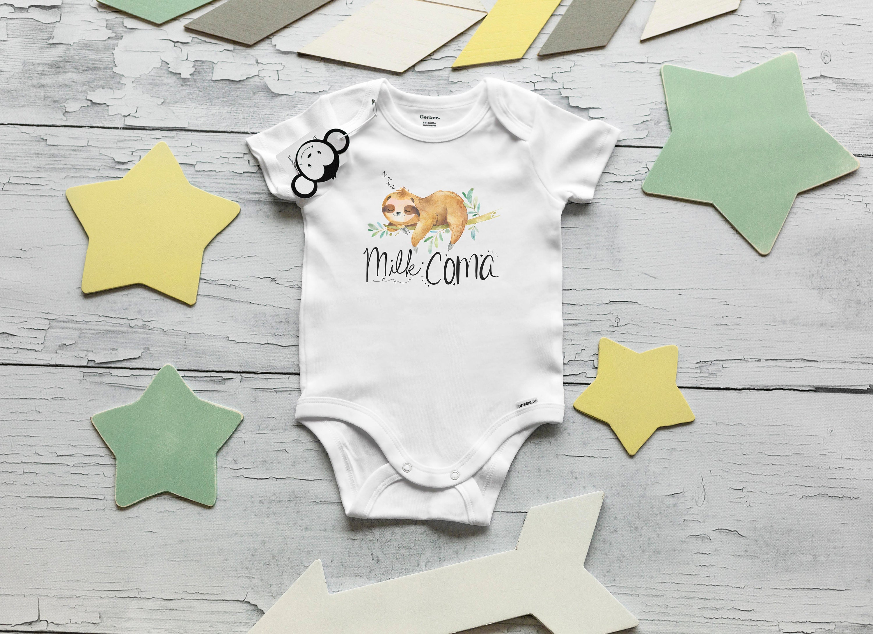 Sloth Onesie Funny Baby Onesie Sloth Baby Clothes Baby Shower Gift Animal Baby Clothes Sloth Baby Outfit Cute Baby Clothes Milk Coma