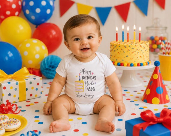 Happy Birthday Uncle Onesie®: Cake Baby Clothes, New Uncle Gift
