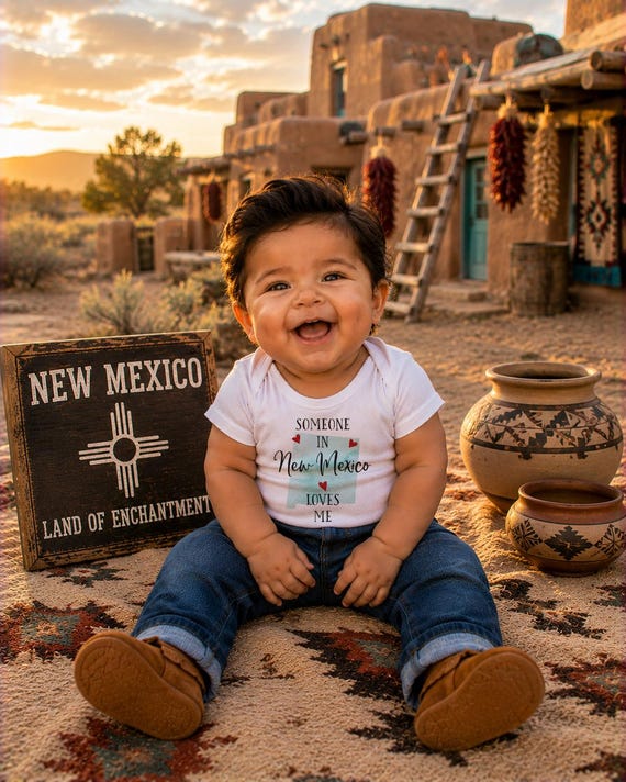 New Mexico Baby Onesie®: Watercolor State, Long Distance Gift