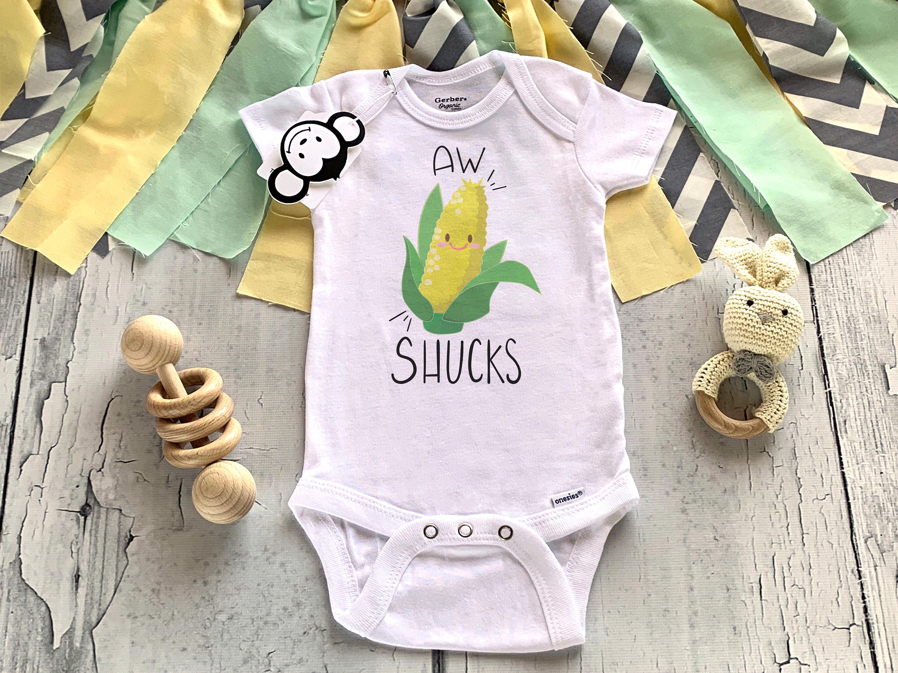 Funny Baby Onesie®, Locally Grown, Corn Onesie, Aw Shucks, Baby Shower