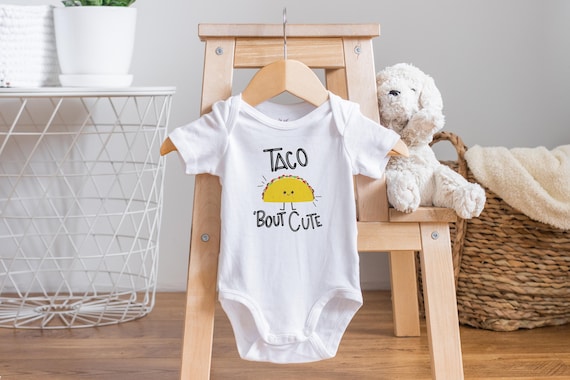 Taco Bout Cute Onesie®, Funny Baby Onesie, Taco Onesie, Let's Taco Bout It Onesie, Taco Baby Clothes, Unique Baby Gift, Baby Shower Gift