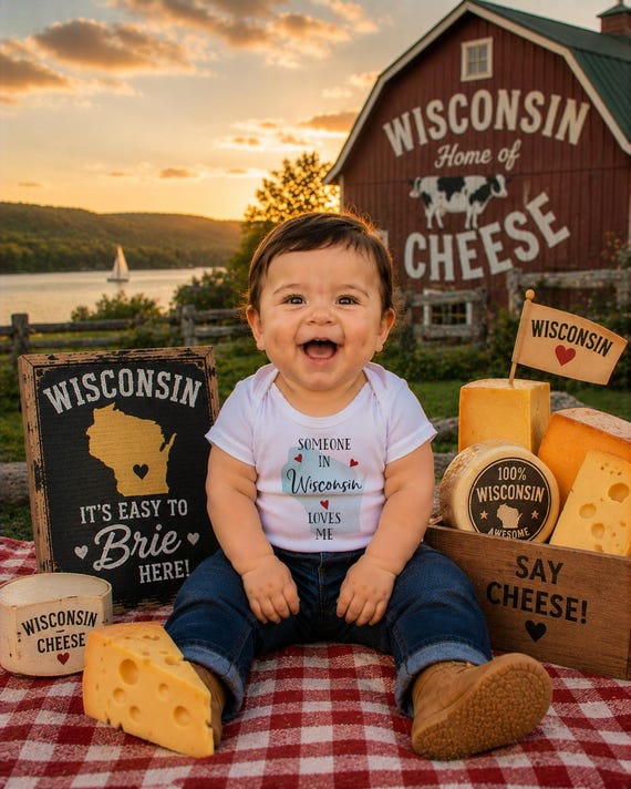 Wisconsin Baby Onesie®: Watercolor State, Long Distance Gift