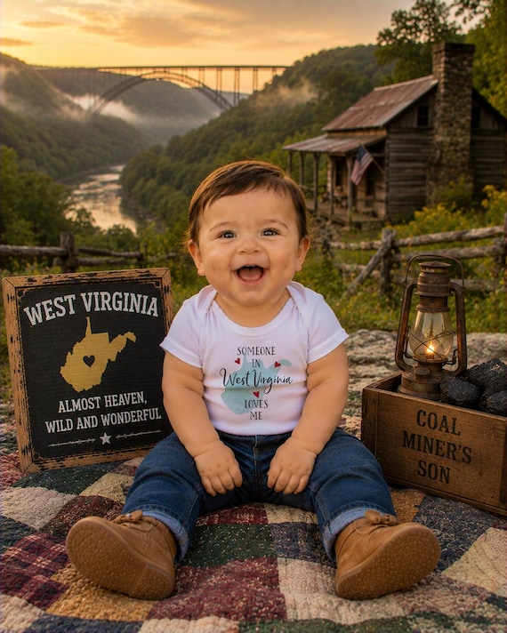 West Virginia Baby Onesie®: Watercolor State, Long Distance Gift