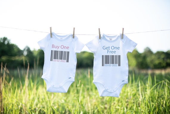 Buy One Get One Free Onesie®, Twin Onesies®, Twin Baby Shower, Twin Baby Gifts, Twin Baby Clothes, Twin Baby Girl and Boy, Baby Shower Gift
