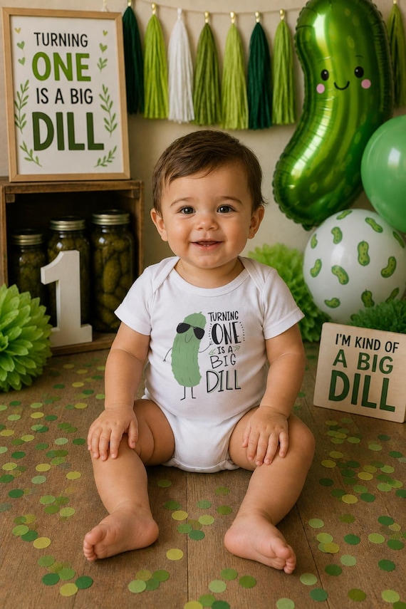 Pickle First Birthday Onesie®: "Turning One is a Big Dill" Outfit