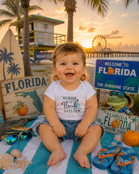 Florida Loves Me Onesie®, Watercolor State Baby Gift