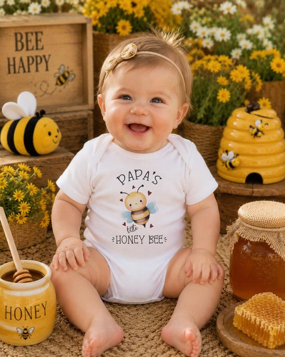 Papa's Little Honey Bee Onesie®, Watercolor Bee, Valentine's Gift