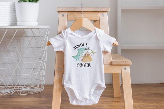 Auntie Onesie®, Little Monster Onesie®,Auntie Reveal, Baby Shower Gift, Pregnancy Reveal, Dinosaur Onesie®, I Love My Aunt, Baby Boy Clothes