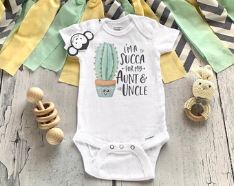Aunt and Uncle Onesie®, Aunt and Uncle Pregnancy Announcement, Baby Shower Gift, Cactus Onesie®, Unisex Baby Clothes, Hipster Baby Clothes