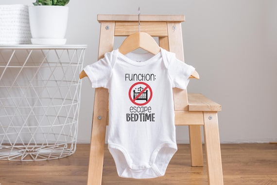 BcBa Onesie®, Function: Escape Bedtime, ABA Baby Clothes, Applied Behavior Analysis