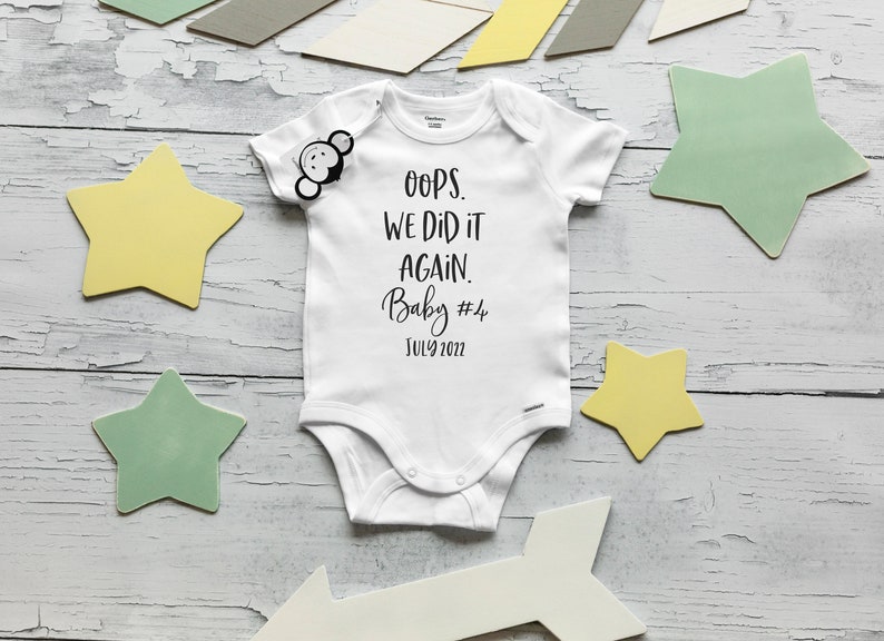 Oops We did it Again, Pregnancy Announcement Onesie®, Pregnancy Reveal Onesie, Pregnancy Reveal to Grandparents, Baby Announcement image 2