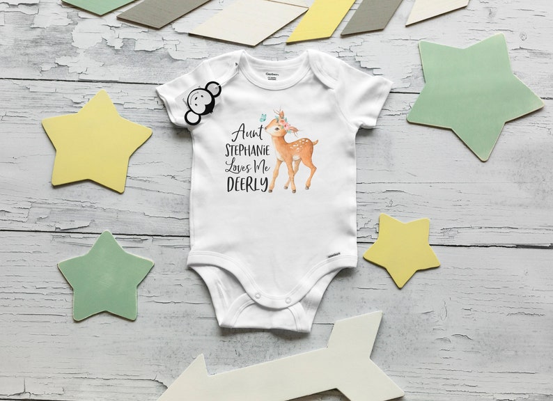 My Aunt Loves Me Onesie®, Aunt Onesie®, Aunt deer shirt, Aunt Baby Reveal, Deer Baby Outfit, Aunt Baby Clothes, Personalized Aunt Shirt image 2