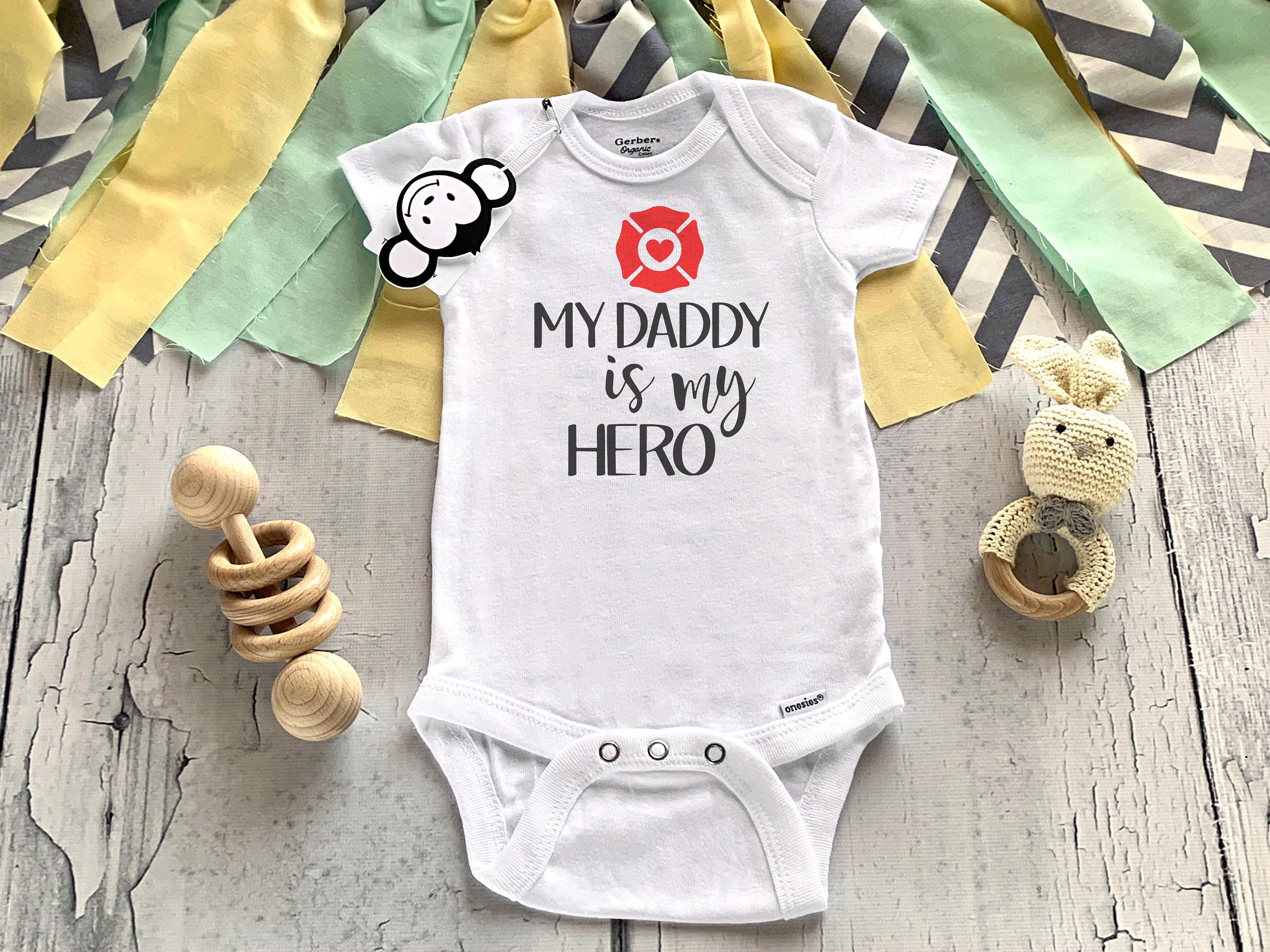 Firefighter Gift Mother/'s Day Onesie Gifts for Dad My Hero Is A Firefighter /& I Call Him DadHer Mom Father/'s Day Onesie New Dad Gift