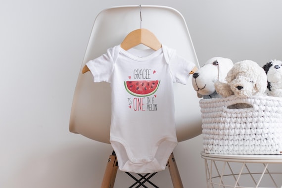 One in a Melon Onesie®, First Birthday Outfit, Custom Birthday Onesie®, Baby Girl Birthday Outfit, Custom First Birthday Onesie®