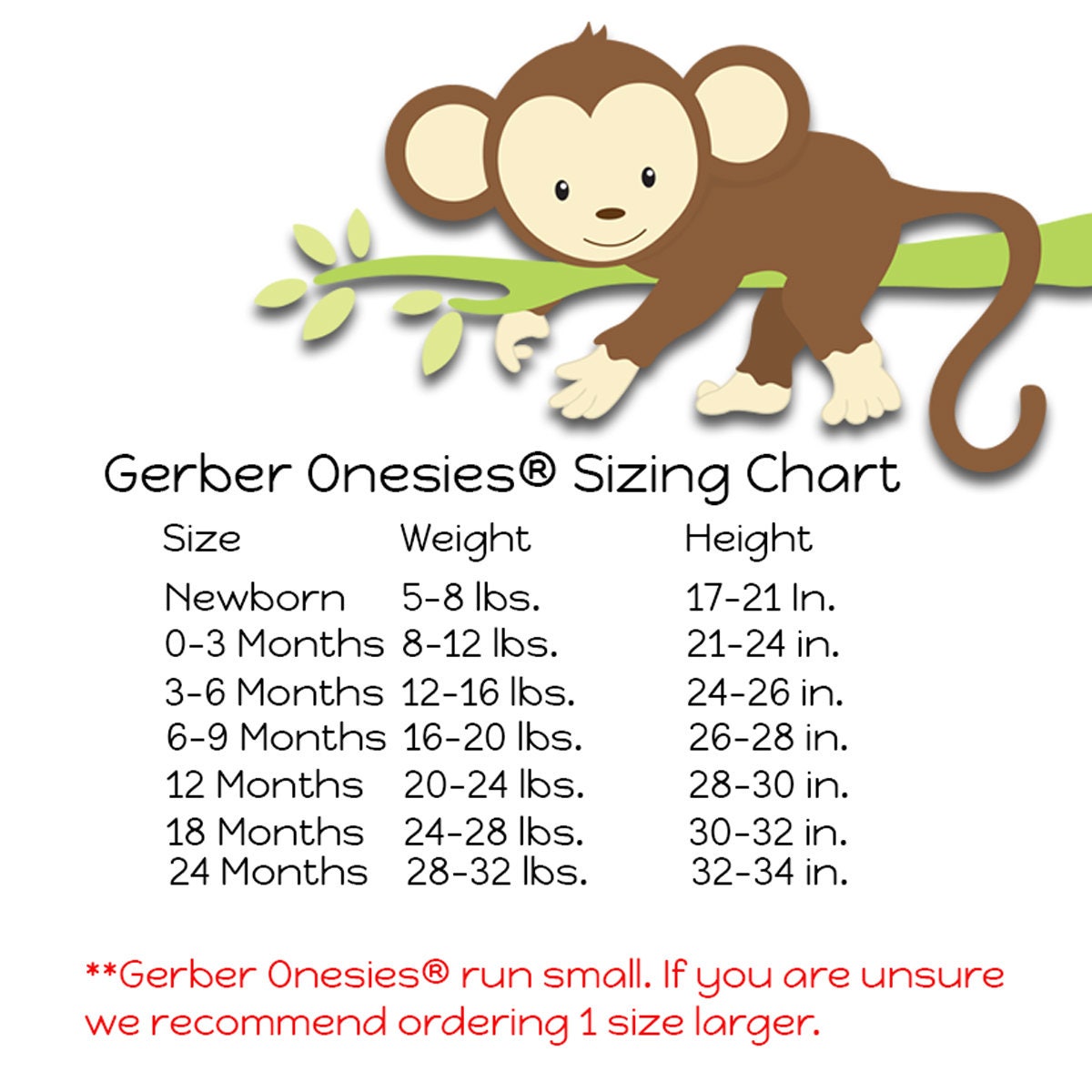 Gerber Onesie Size Chart