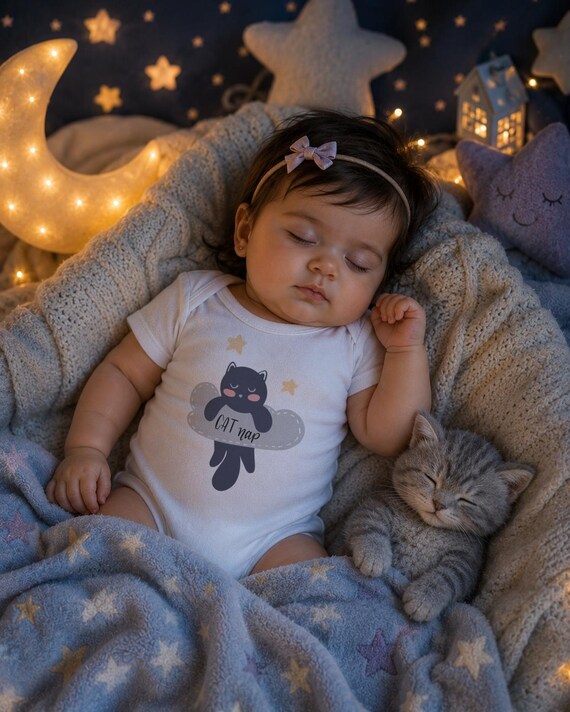 Cat Nap Baby Onesie, Kitten Shower Gift
