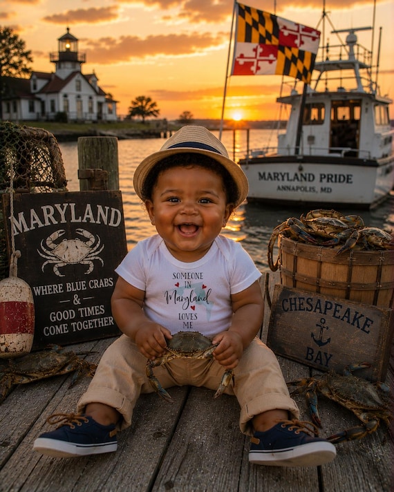 Maryland Baby Onesie®: Watercolor State, Long Distance Gift