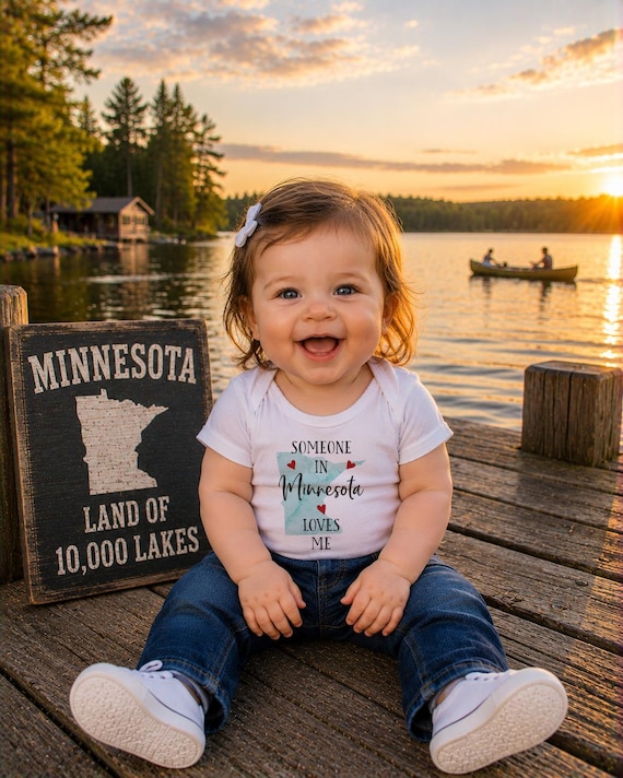 Minnesota Baby Onesie®: Watercolor State, Long Distance Gift