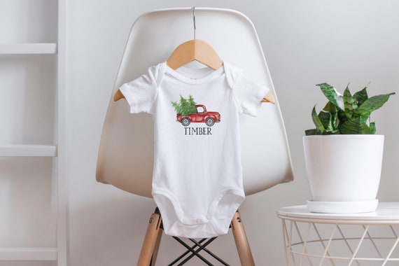 Christmas Onesie®, My First Christmas, Custom Baby Onesie®, Personalized Onesie®, Christmas Truck, Holiday Onesie®