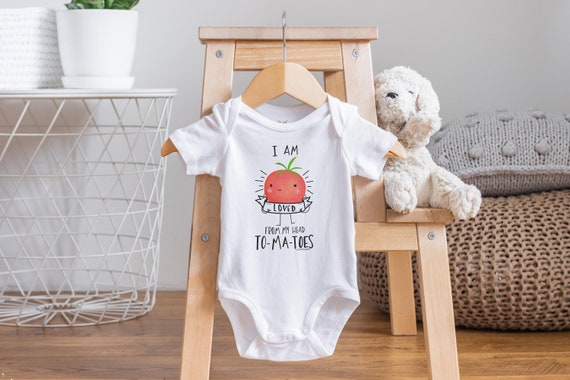 I Am Loved Onesie®, Funny Baby Onesie®, Tomato Baby Onesie®, Veggie Baby Clothes, Baby Shower Gift, Little Farmer Onesie®, Unique Baby Gift