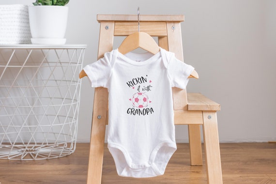 Kickin it  With Grandpa Onesie®, Grandpa Onesie®, Soccer Onesie®, New Grandpa Gift, Grandpa Shirt, Baby Shower Gift, Baby Girl