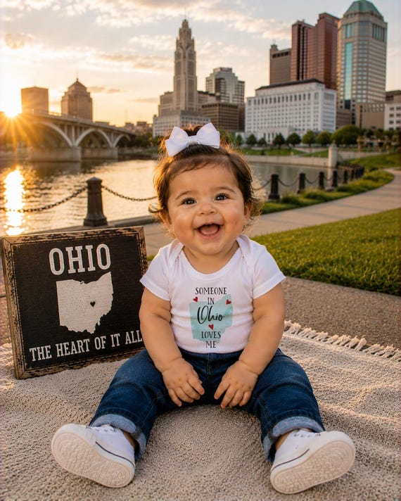 Ohio Baby Onesie®: Watercolor State, Long Distance Gift