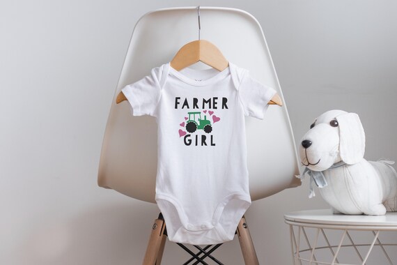 Farmer Girl Onesie®, Farm Onesie®, Farm Baby Clothes, Baby Girl Clothes, Country Baby Clothes, Baby Shower Gift for Girl, Tractor Onesie®