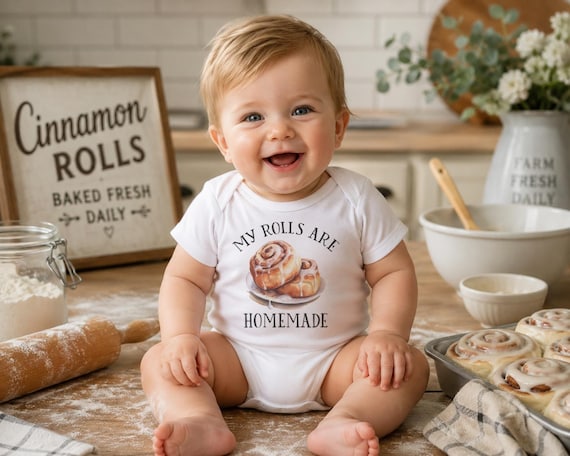 Funny Baby Onesie: "My Rolls are Homemade" - Cinnamon Roll Gift