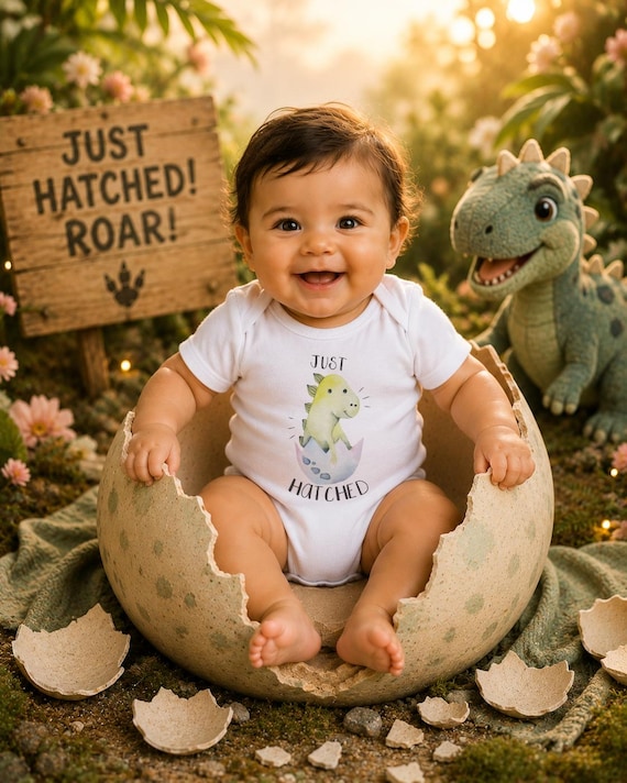 Just Hatched Dinosaur Onesie®, Watercolor Baby Shower Gift