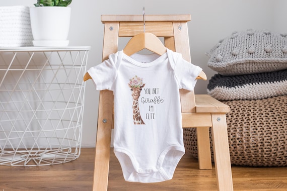 You Bet Giraffe I'm Cute Onesie®, Giraffe Onesie®, Girls Giraffe Outfits, Zoo Animal Baby Gift, Baby Shower Gift, Giraffe Baby Clothes