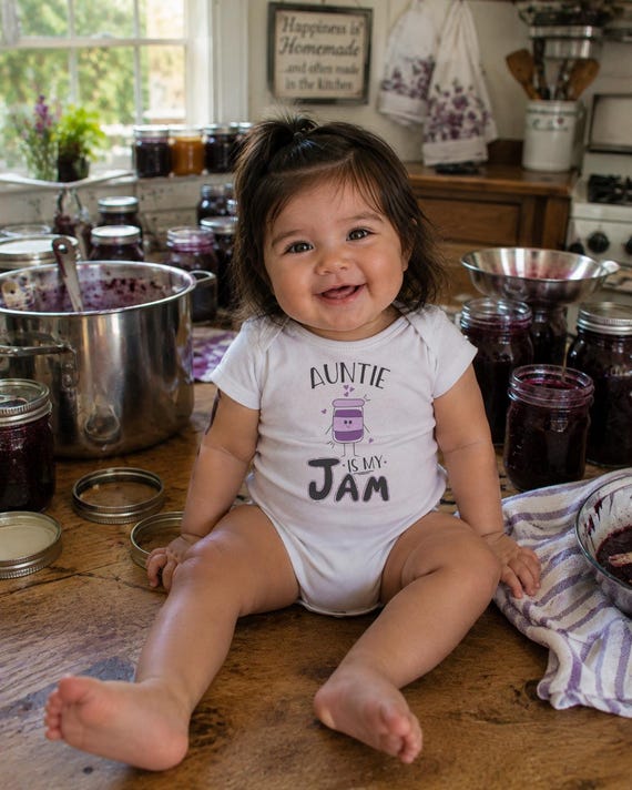 Auntie Is My Jam, Auntie Onesie®, Pregnancy Reveal, My Auntie Loves Me Onesie, Auntie To Be Gift, Cute Baby Onesies®, Baby Shower Gift